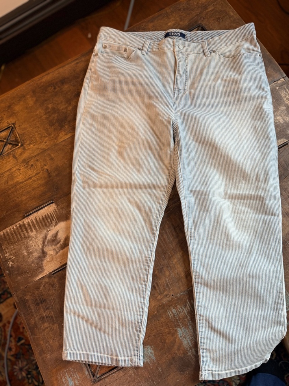 Chaps Light Blue Pinstripe Yarn dye  Pants